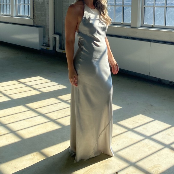 Reformation Silver Satin Dress - Picture 5 of 11